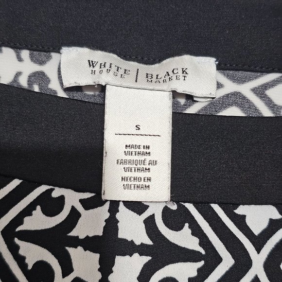 White House Black Market 3/4 Sleeve Black White Geometric Work Dress Size Small - Picture 6 of 9